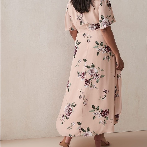 beautiful Floral Pink Wrap Flirty Feminine Maxi Dress - Picture 2 of 6